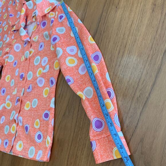 Vintage 70s Shirt Set Small Polka Dot Tank Button Down Long Sleeve Pastel - Picture 13 of 16